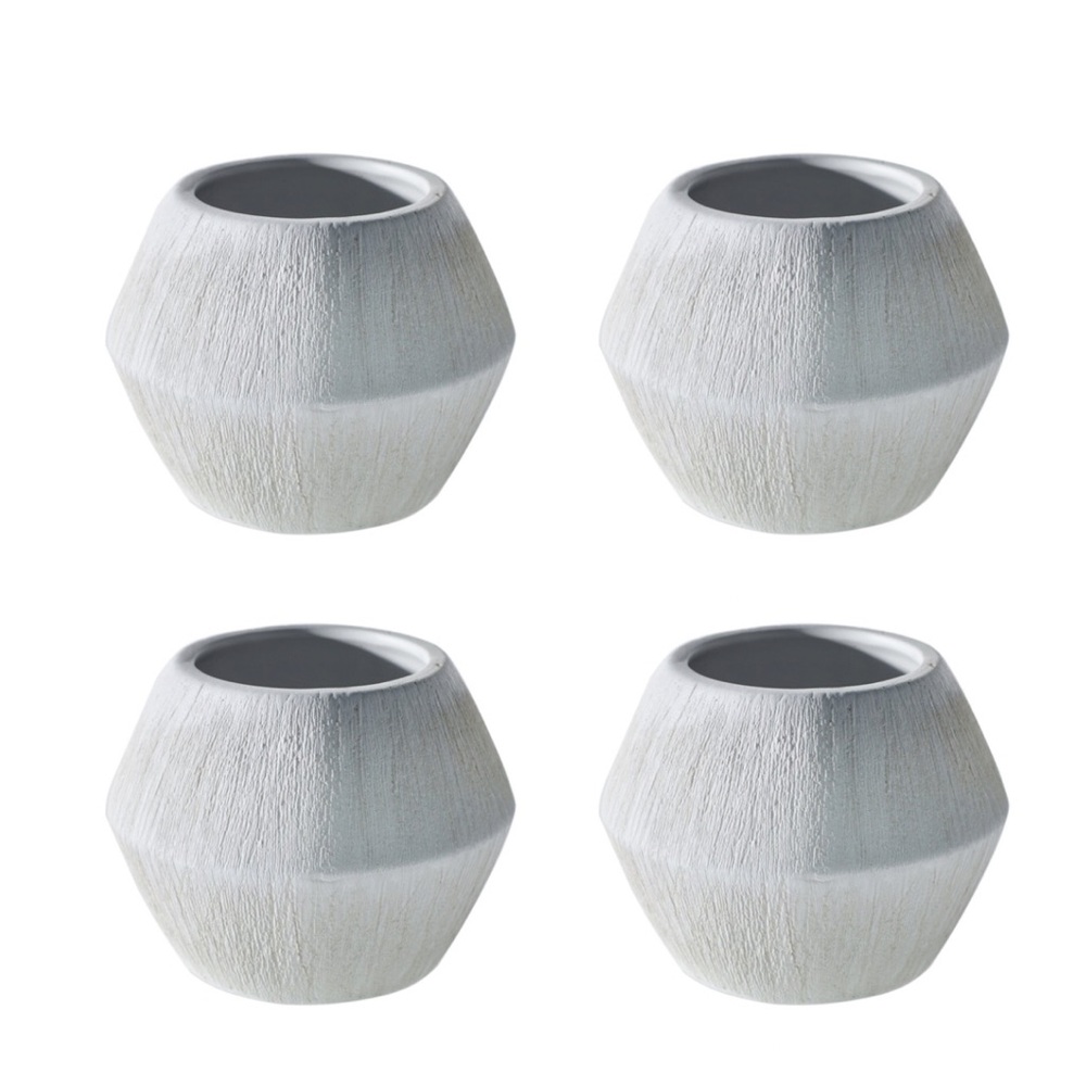 Modern White Textured Vase Planter Small Avon Pots set of 4